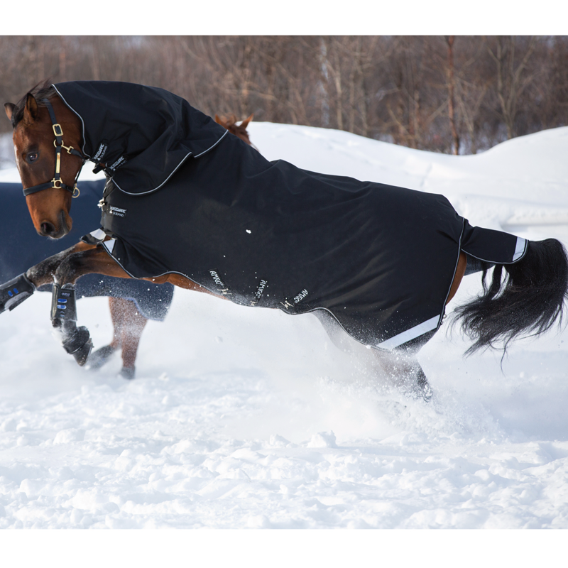 Horseware Amigo Super Bravo Plus 250g Turnout Rug - Black/Black/White-2